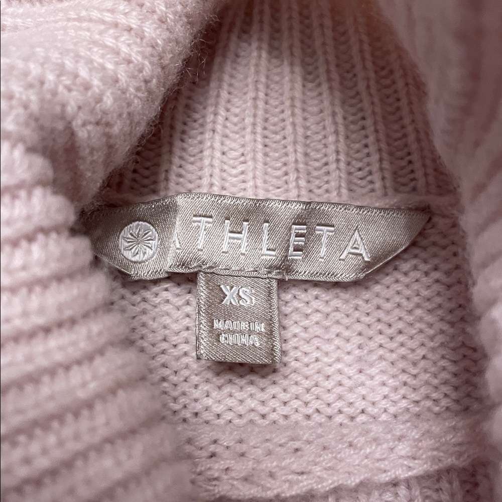 Athleta Bedford Turtleneck Sweater Size XS Wool Cashmere High Low Mock Neck Pink - Picture 10 of 14
